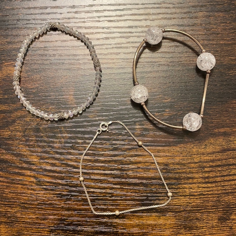 3 silver bracelet bundle silver